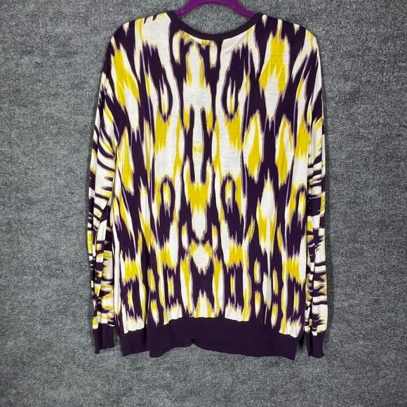 LSU Cardigan Sweater Womens 3X Purple and Gold Abstract Ikat Button Tiger - Picture 5 of 10